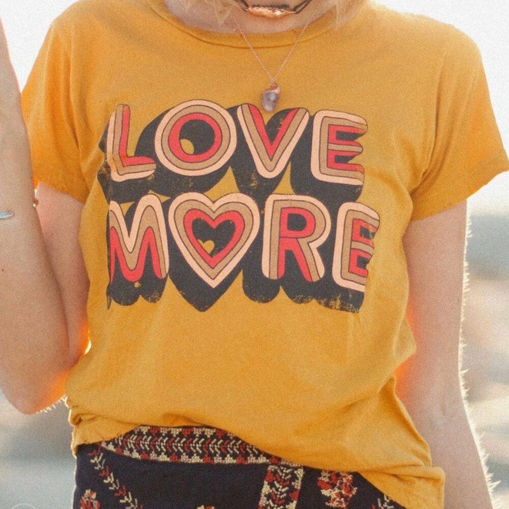 Dazey LA Love More Graphic Tee – Mustard Yellow